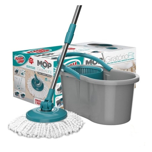 1 Mop Fit Flash Limp Extensível Giratório MOP5010 + 2 Refis