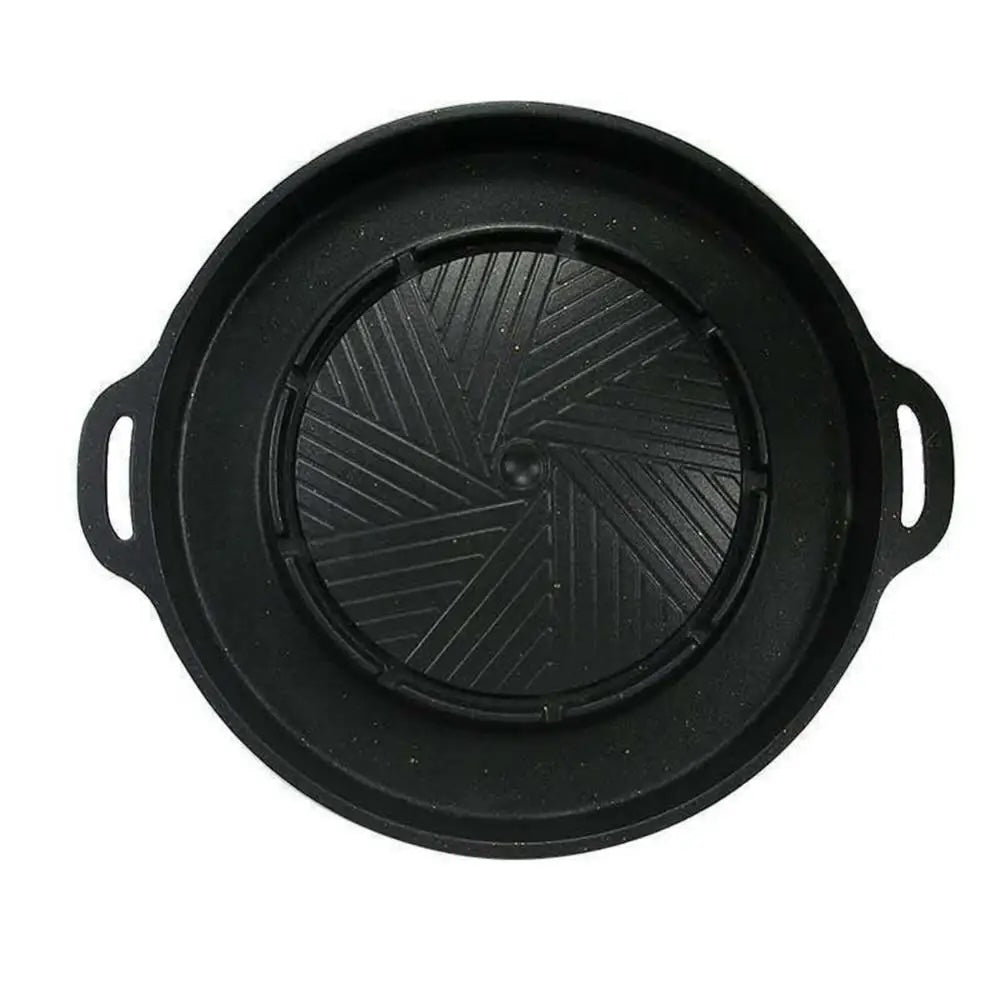 Korean Cassette Grill Pan - Aluminum Alloy Non-stick Round Shabu-grilled Pan Hot Pot Pan
